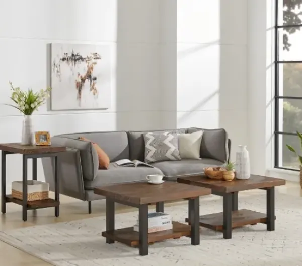 Accent & End Tables-Kirkland's Home Pine Wood And Metal Accent Table Brown
