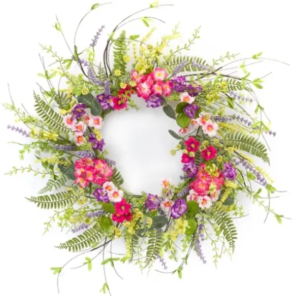 Wreaths-Kirkland's Home Pink And Purple Mixed Floral Wreath Pink/Purple/Green