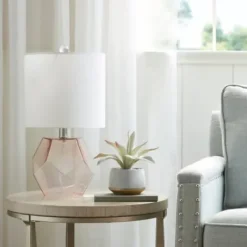 Table Lamps-Kirkland's Home Pink Glass Stella Table Lamp White