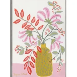Framed Art-Kirkland's Home Pink Table Framed Canvas Art Print White/Pink/Green