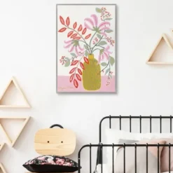 Framed Art-Kirkland's Home Pink Table Framed Canvas Art Print White/Pink/Green