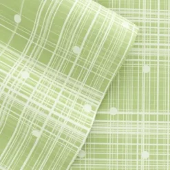 Bed Sheets-Kirkland's Home Plaid Polka Dot 3-Pc. Twin Sheet Set Green