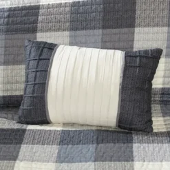 Bedspreads & Coverlets-Kirkland's Home Plaid Reversible 6-Pc. Full/Queen Coverlet Set Gray/White