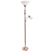 Floor Lamps-Kirkland's Home Polished Rose Gold And White Reading Arm Torchiere Pink