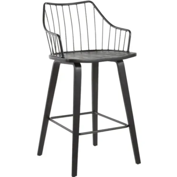 Bar Stools & Counter Height Stools-Kirkland's Home Poplar Wood Swivel Counter Stool Black