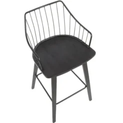 Bar Stools & Counter Height Stools-Kirkland's Home Poplar Wood Swivel Counter Stool Black