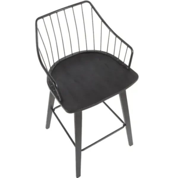 Bar Stools & Counter Height Stools-Kirkland's Home Poplar Wood Swivel Counter Stool Black