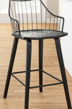 Bar Stools & Counter Height Stools-Kirkland's Home Poplar Wood Swivel Counter Stool Black