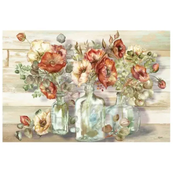 Canvas Art-Kirkland's Home Poppies And Eucalyptus Canvas Art Print, 48X32 In. Multi