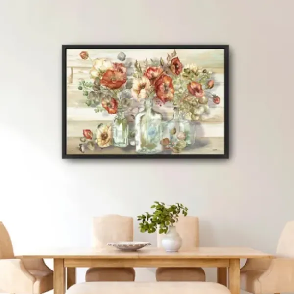 Canvas Art-Kirkland's Home Poppies And Eucalyptus Framed Giclee Canvas Print Multi
