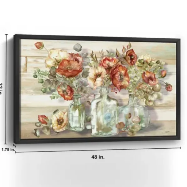 Canvas Art-Kirkland's Home Poppies And Eucalyptus Framed Giclee Canvas Print Multi