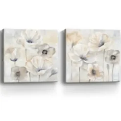 Canvas Art-Kirkland's Home Poppy Garden 2-Pc. Canvas Art Set, 30X30 In. Gray