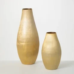 Vases-Kirkland's Home Porcelain Ribbed Vases, Set Of 2 White