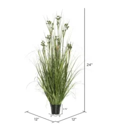 Arrangements & Greenery-Kirkland's Home Potted Grass With Pomp Balls Green