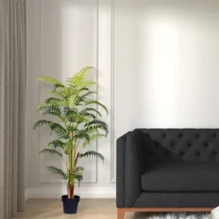 Arrangements & Greenery-Kirkland's Home Potted Large Leaf Fern Palm Plant, 59 In. Green