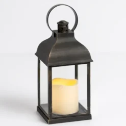 Lanterns-Kirkland's Home Pre-Lit Antique Bronze Ring Led Lantern Brown