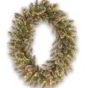 Wreaths-Kirkland's Home Pre-Lit Glittery Pine Oval Christmas Wreath Green