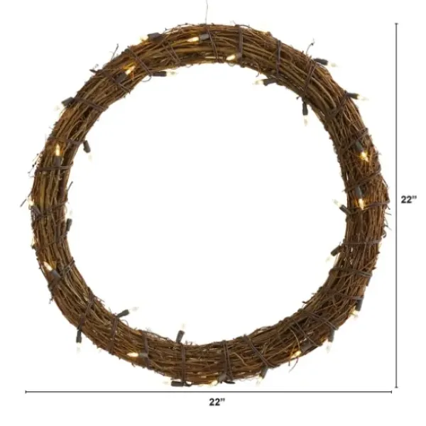 Wreaths-Kirkland's Home Pre-Lit Light Woven Vine Wreath Brown