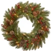 Wreaths-Kirkland's Home Pre-Lit Pine Cone Bristle Berry Christmas Wreath