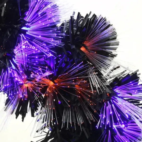 Wreaths-Kirkland's Home Pre-Lit Purple Fiber Optics Halloween Wreaths Purple/Orange/Black