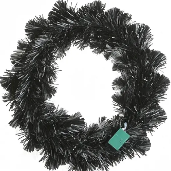Wreaths-Kirkland's Home Pre-Lit Purple Fiber Optics Halloween Wreaths Purple/Orange/Black
