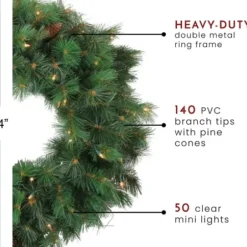 Wreaths-Kirkland's Home Pre-Lit Royal Oregon Pine Wreath Green