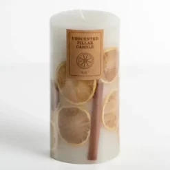 Candles-Kirkland's Home Pressed Citrus Unscented Pillar Candle, 6 In. White