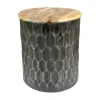 Accent & End Tables-Kirkland's Home Pressed Metal Drum Storage Accent Table Black