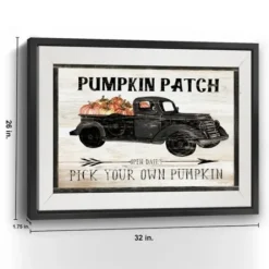 Wall Quotes & Signs-Kirkland's Home Pumpkin Patch Black Truck Giclee Canvas Art Print Tan/Gray/Black