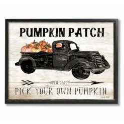 Wall Quotes & Signs-Kirkland's Home Pumpkin Patch Black Truck Framed Giclee Art Print Ivory/Black