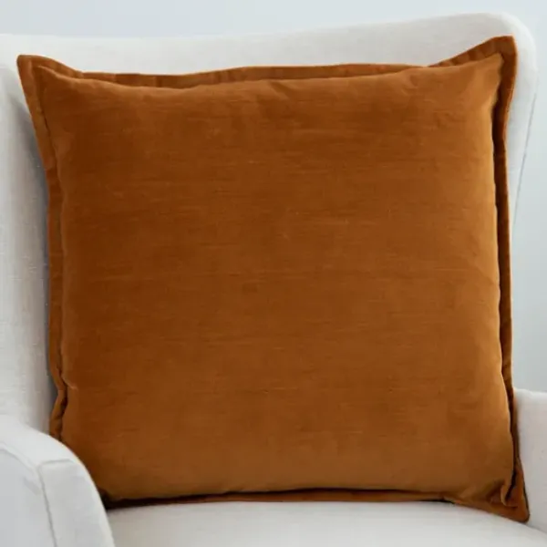 Pillows-Kirkland's Home Pumpkin Velvet Duck Feather Throw Pillow Orange