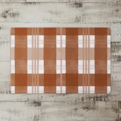 Kitchen & Floor Mats-Kirkland's Home Pumpkins On Plaid Floor Mat Orange/Gray