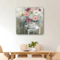 Canvas Art-Kirkland's Home Quaint Bouquet Giclee Canvas Art Print, 40X40 In. White/Pink/Multi
