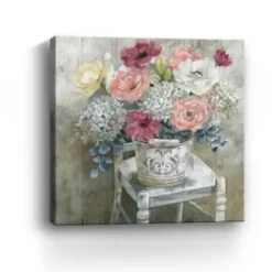 Canvas Art-Kirkland's Home Quaint Bouquet Giclee Canvas Art Print, 40X40 In. White/Pink/Multi