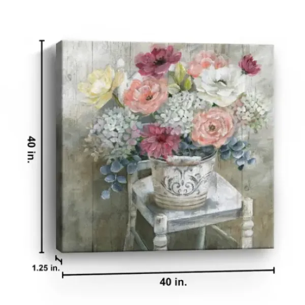 Canvas Art-Kirkland's Home Quaint Bouquet Giclee Canvas Art Print, 40X40 In. White/Pink/Multi