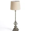 Buffet Lamps-Kirkland's Home Quatrefoil Distressed Gray Buffet Lamp Tan