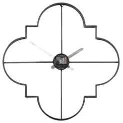 Clocks-Kirkland's Home Quatrefoil Iron Cut-Out Wall Clock Black