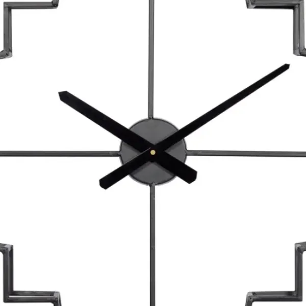 Clocks-Kirkland's Home Quatrefoil Iron Cut-Out Wall Clock Black