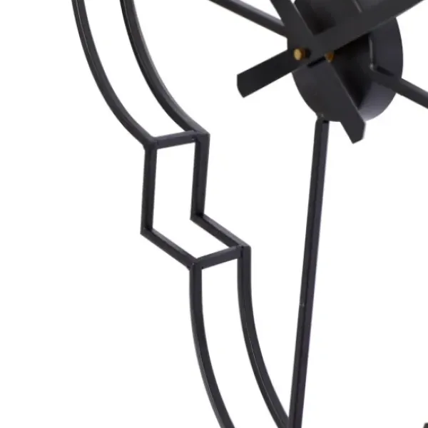 Clocks-Kirkland's Home Quatrefoil Iron Cut-Out Wall Clock Black
