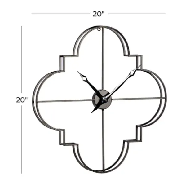 Clocks-Kirkland's Home Quatrefoil Iron Cut-Out Wall Clock Black