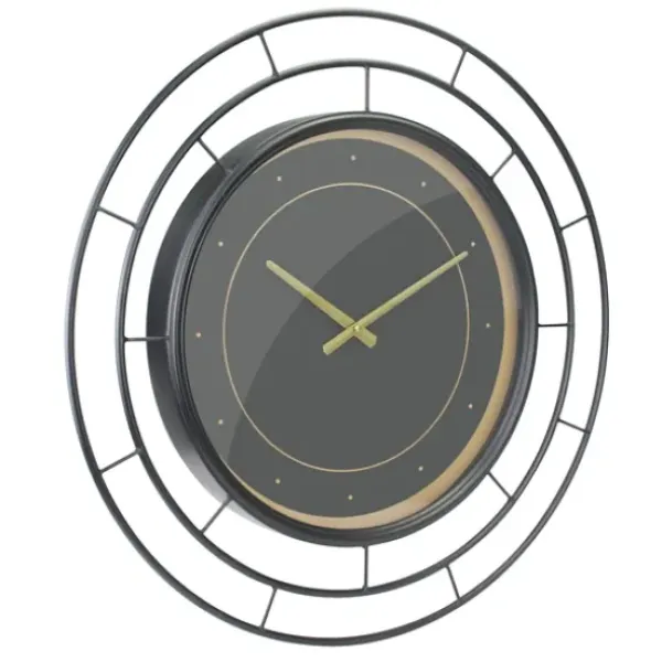Clocks-Kirkland's Home Radial Wire Metal Wall Clock Black