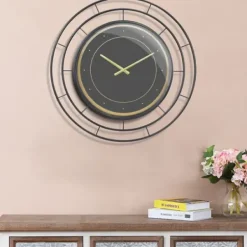 Clocks-Kirkland's Home Radial Wire Metal Wall Clock Black