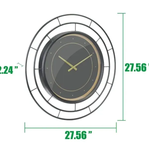 Clocks-Kirkland's Home Radial Wire Metal Wall Clock Black