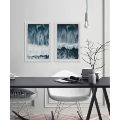 Framed Art-Kirkland's Home Raging Waves Diptych 2-Pc. Framed Wall Art Set Blue/White