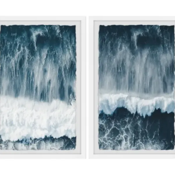 Framed Art-Kirkland's Home Raging Waves Diptych 2-Pc. Framed Wall Art Set Blue/White