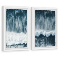 Framed Art-Kirkland's Home Raging Waves Diptych 2-Pc. Framed Wall Art Set Blue/White