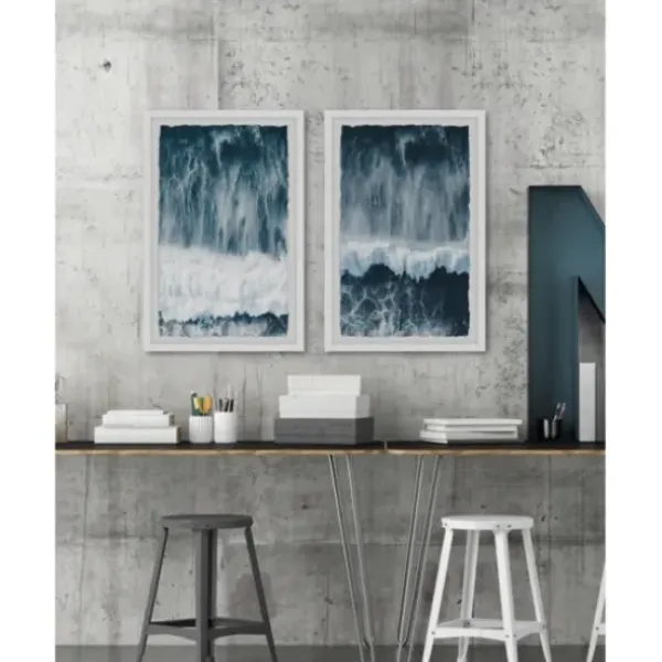 Framed Art-Kirkland's Home Raging Waves Diptych 2-Pc. Framed Wall Art Set Blue/White