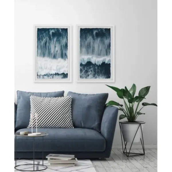 Framed Art-Kirkland's Home Raging Waves Diptych 2-Pc. Framed Wall Art Set Blue/White