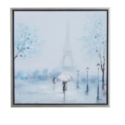 Framed Art-Kirkland's Home Rainy Paris Blues Transitional Framed Wall Art Blue/White/Black