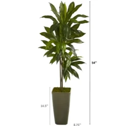 Trees & Topiaries-Kirkland's Home Real Touch Dracaena Tree In Green Planter, 4.5 Ft.